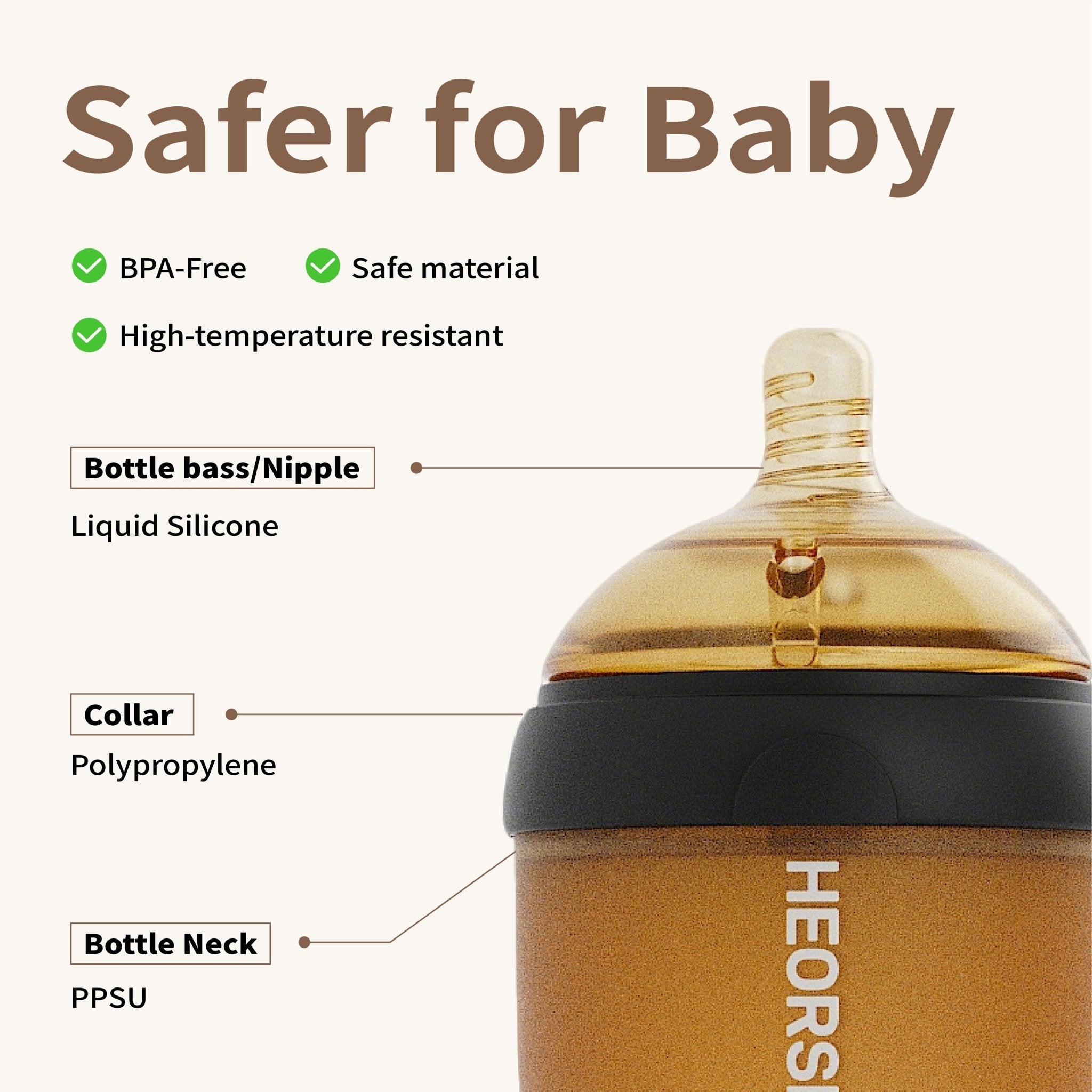 PPSU Ultra Wide Neck Baby Bottle - HEORSHE